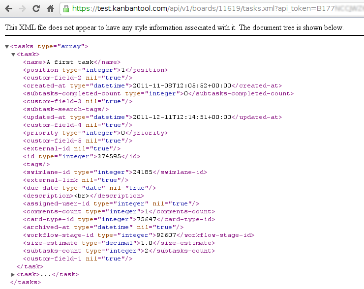 Api response example for get board tasks