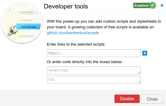 Developer tools power up enabled